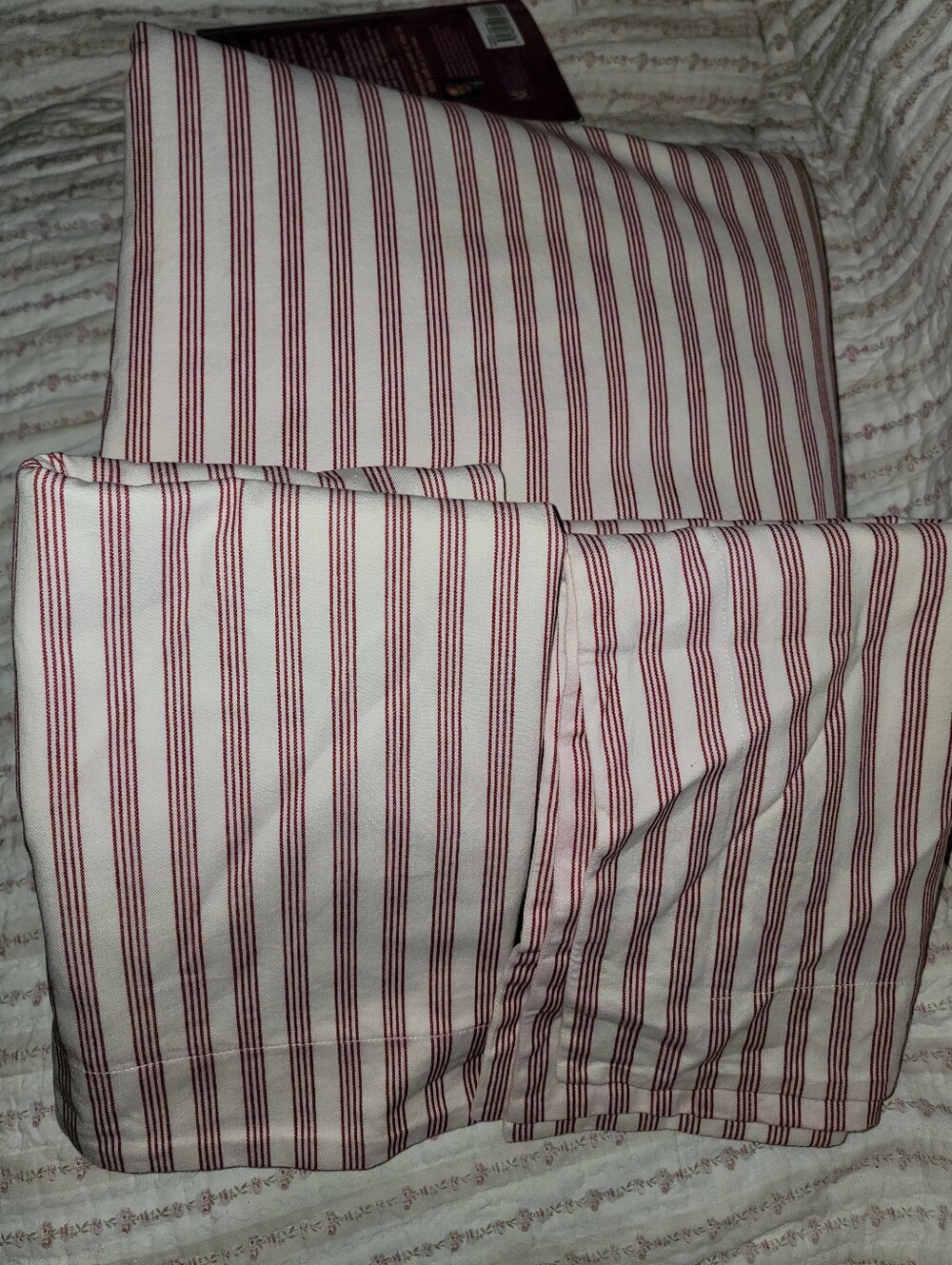 Pottery Barn Duvet King, 2 Standard Shams Red and White Striped Cotton
